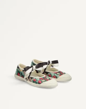 Adidași Ballerina Bay By Bay din țesătură jacquard cu broderie florală