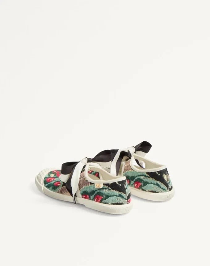 Adidași Ballerina Bay By Bay din țesătură jacquard cu broderie florală Adidași Ballerina Bay By Bay din țesătură jacquard cu broderie florală