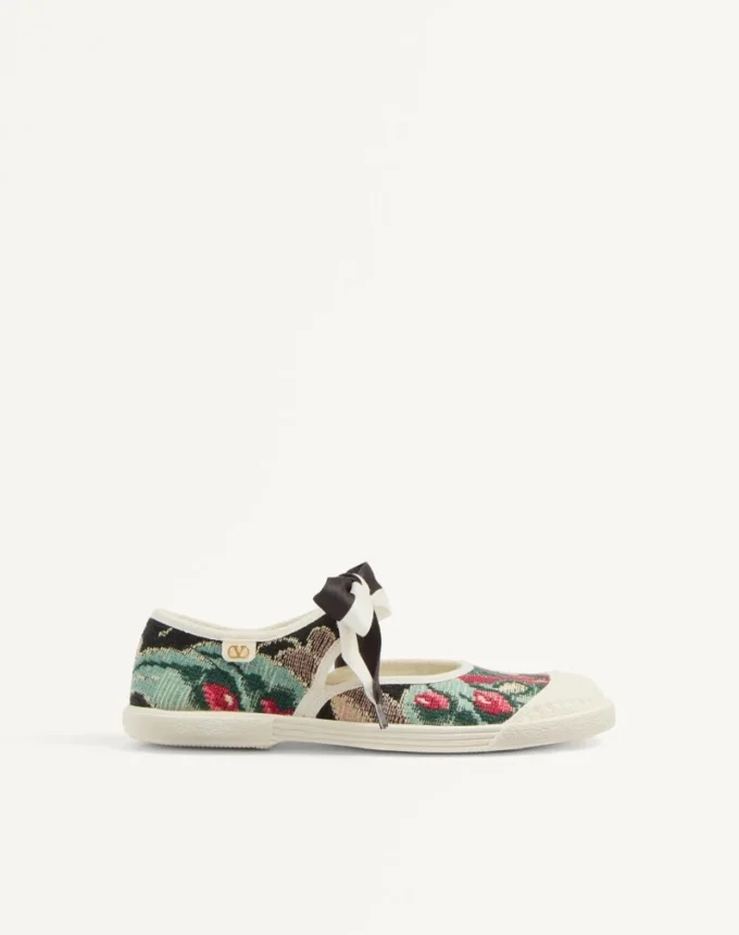 Adidași Ballerina Bay By Bay din țesătură jacquard cu broderie florală Adidași Ballerina Bay By Bay din țesătură jacquard cu broderie florală