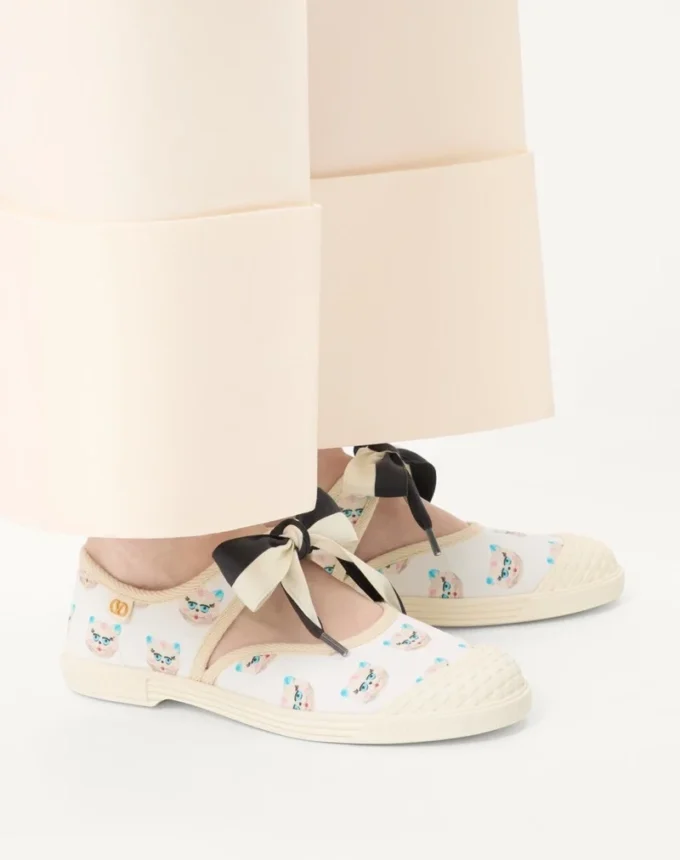 Adidași din țesătură Bay By Bay Ballerina cu imprimeu Le Chat De La Maison