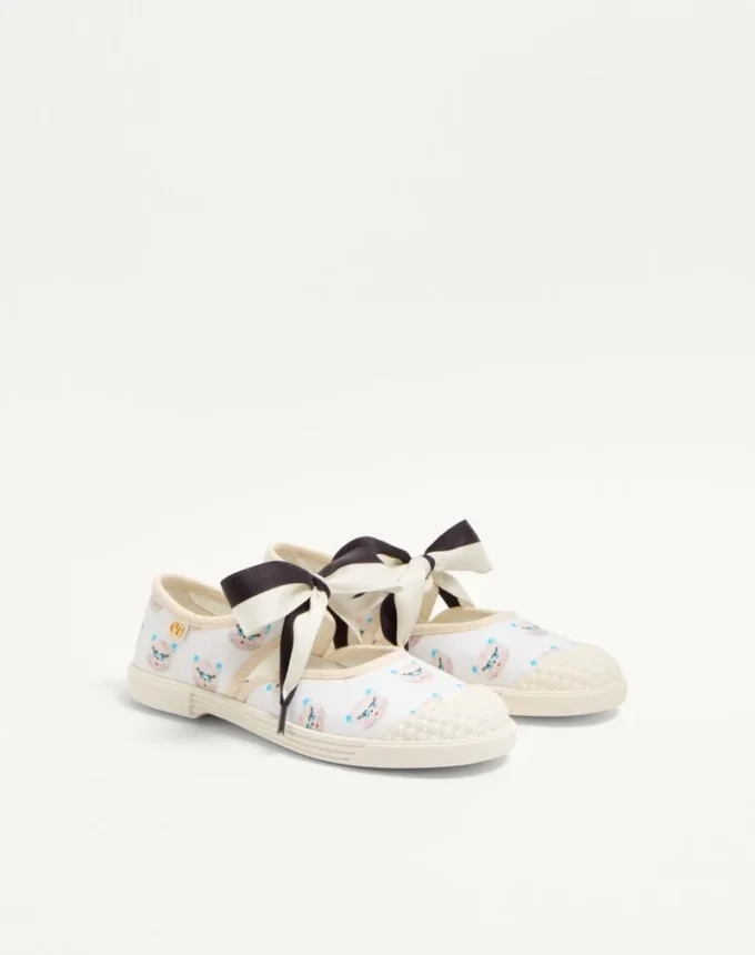 Adidași din țesătură Bay By Bay Ballerina cu imprimeu Le Chat De La Maison
