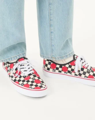 Adidași joși din țesătură Valentino Garavani și Vans cu imprimeu VLogo Checkerboard și detalii cu buline