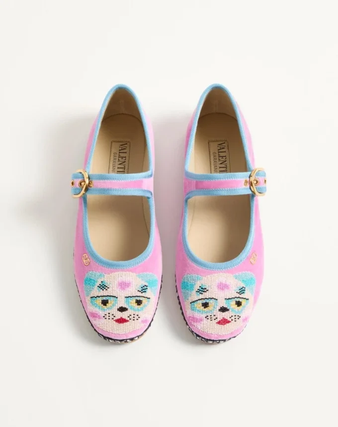 Balerini Mary-Jane Endouce din catifea cu broderie Le Chat De La Maison Balerini Mary-Jane Endouce din catifea cu broderie Le Chat De La Maison