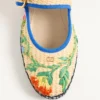 Balerini Mary-Jane Endouce din rafie cu broderie florală Balerini Mary-Jane Endouce din rafie cu broderie florală