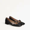 Balerini Mary-Jane Preshoes din piele de capră cu nasture cu bijuterie 20 mm