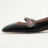Balerini Mary-Jane Preshoes din piele de capră cu nasture cu bijuterie 20 mm