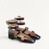 Balerini Preshoes cu curele din piele de capră și nasturi bijuterie 20 mm Balerini Preshoes cu curele din piele de capră și nasturi bijuterie 20 mm