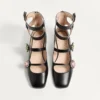 Balerini Preshoes cu curele din piele de capră și nasturi bijuterie 20 mm Balerini Preshoes cu curele din piele de capră și nasturi bijuterie 20 mm