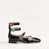Balerini Preshoes cu curele din piele de capră și nasturi bijuterie 20 mm Balerini Preshoes cu curele din piele de capră și nasturi bijuterie 20 mm