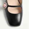 Balerini Preshoes cu curele din piele de capră și nasturi bijuterie 20 mm Balerini Preshoes cu curele din piele de capră și nasturi bijuterie 20 mm