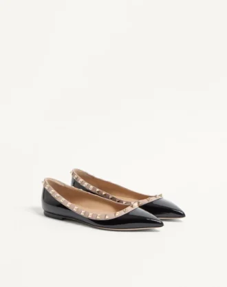Balerini Rockstud din piele lăcuită