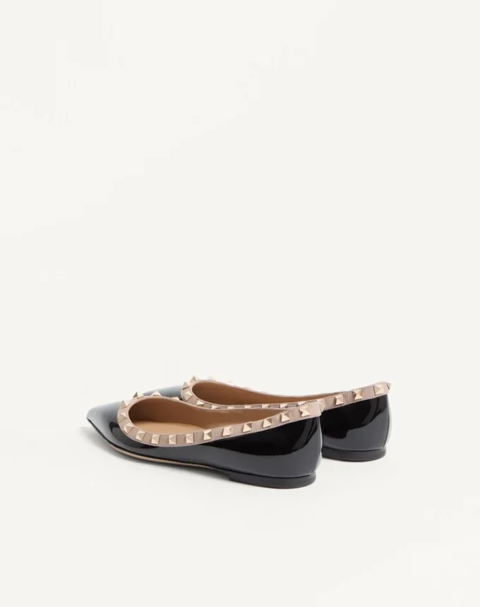 Balerini Rockstud din piele lăcuită
