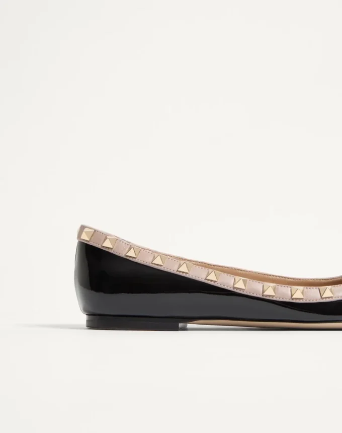 Balerini Rockstud din piele lăcuită