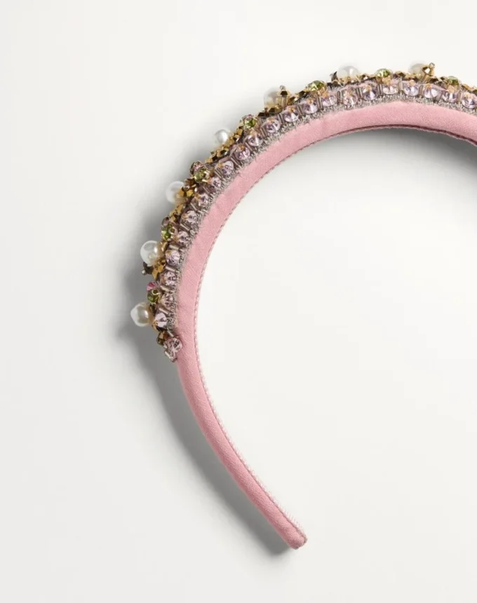 Bandă pentru păr din lână și mătase Valentino cu broderie Bandă pentru păr din lână și mătase Valentino cu broderie