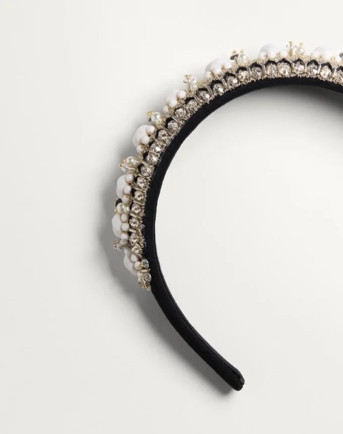 Bandă pentru păr din lână și mătase Valentino cu broderie Bandă pentru păr din lână și mătase Valentino cu broderie