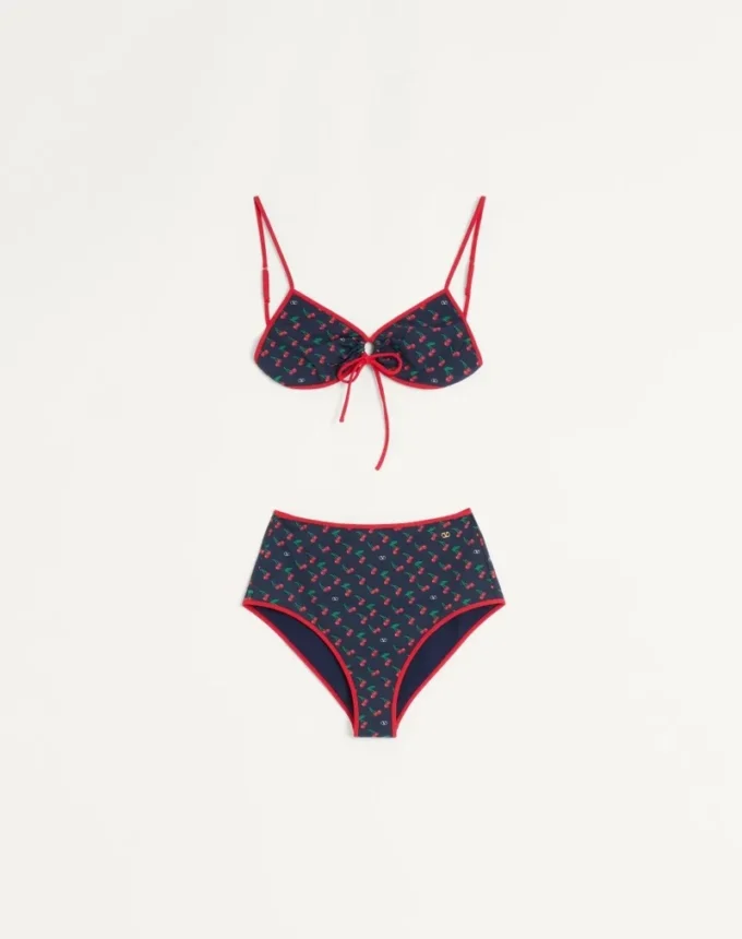 Bikini din lycra cu imprimeu Cherryfic