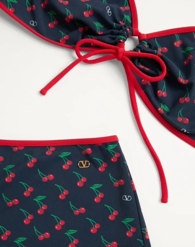 Bikini din lycra cu imprimeu Cherryfic