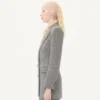 Blazer cu două rânduri de nasturi din țesătură Natté Blazer cu două rânduri de nasturi din țesătură Natté
