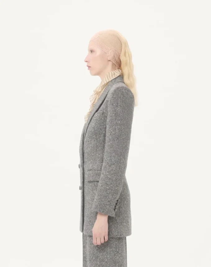 Blazer cu două rânduri de nasturi din țesătură Natté Blazer cu două rânduri de nasturi din țesătură Natté