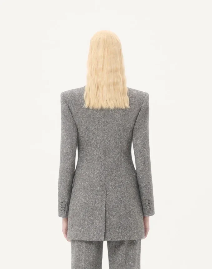 Blazer cu două rânduri de nasturi din țesătură Natté Blazer cu două rânduri de nasturi din țesătură Natté