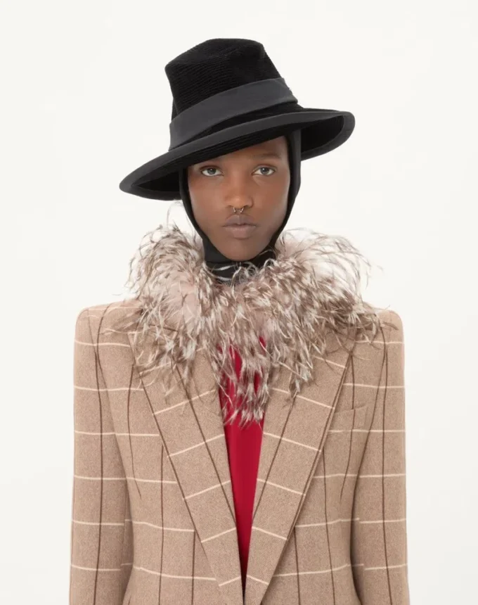 Blazer din lână cu două rânduri de nasturi și model în carouri Blazer din lână cu două rânduri de nasturi și model în carouri