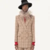 Blazer din lână cu două rânduri de nasturi și model în carouri Blazer din lână cu două rânduri de nasturi și model în carouri
