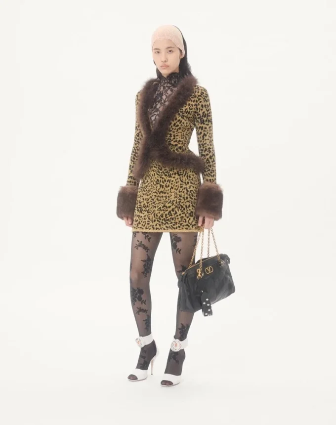 Fustă din tricot jacquard cu imprimeu animalier și lurex Fustă din tricot jacquard cu imprimeu animalier și lurex