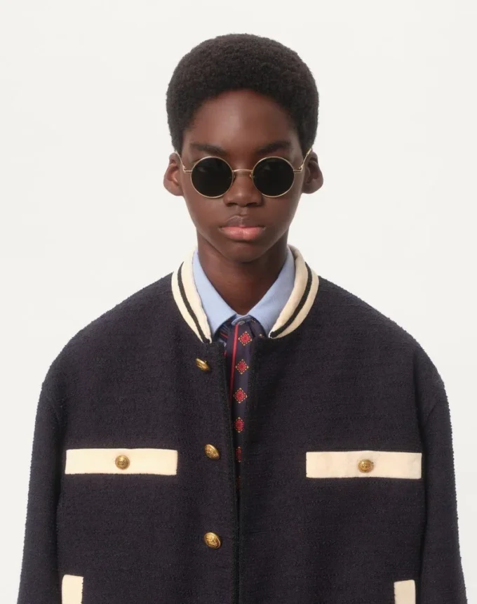 Bomber din tweed de bumbac Bomber din tweed de bumbac