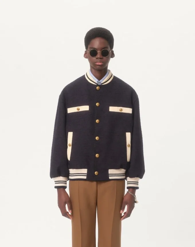 Bomber din tweed de bumbac Bomber din tweed de bumbac