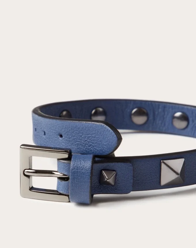 Brățară din piele Rockstud cu ținte din ruteniu