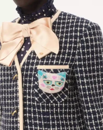 Broșă Le Chat De La Maison din țesătură jacquard cu broderie din mărgele de rășină