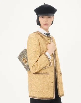 Caban din jacquard cloqué