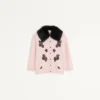 Cardigan cu guler din piele de oaie Cardigan cu guler din piele de oaie