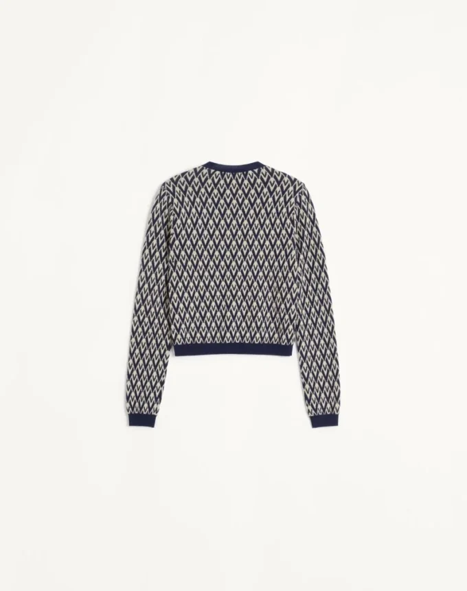 Cardigan din lână cu model jacquard Toute La V Cardigan din lână cu model jacquard Toute La V