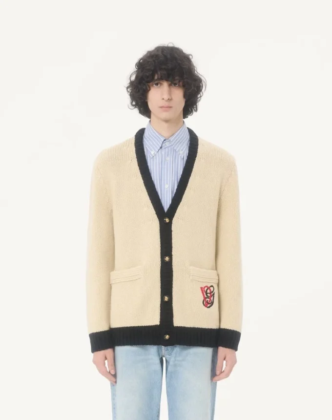 Cardigan din lână Valentino cu broderie VG Cardigan din lână Valentino cu broderie VG