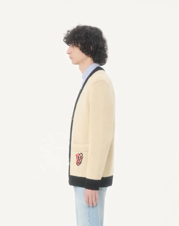 Cardigan din lână Valentino cu broderie VG Cardigan din lână Valentino cu broderie VG