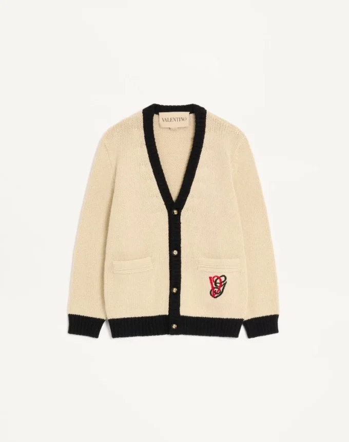 Cardigan din lână Valentino cu broderie VG Cardigan din lână Valentino cu broderie VG