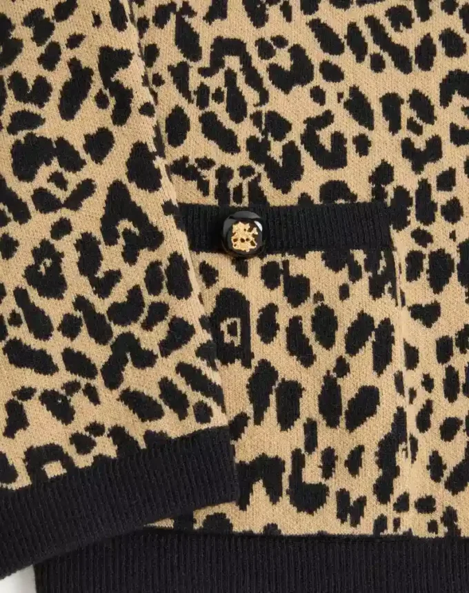 Cardigan din lână Valentino cu imprimeu animalier Fauve Eclat Jacquard Cardigan din lână Valentino cu imprimeu animalier Fauve Eclat Jacquard