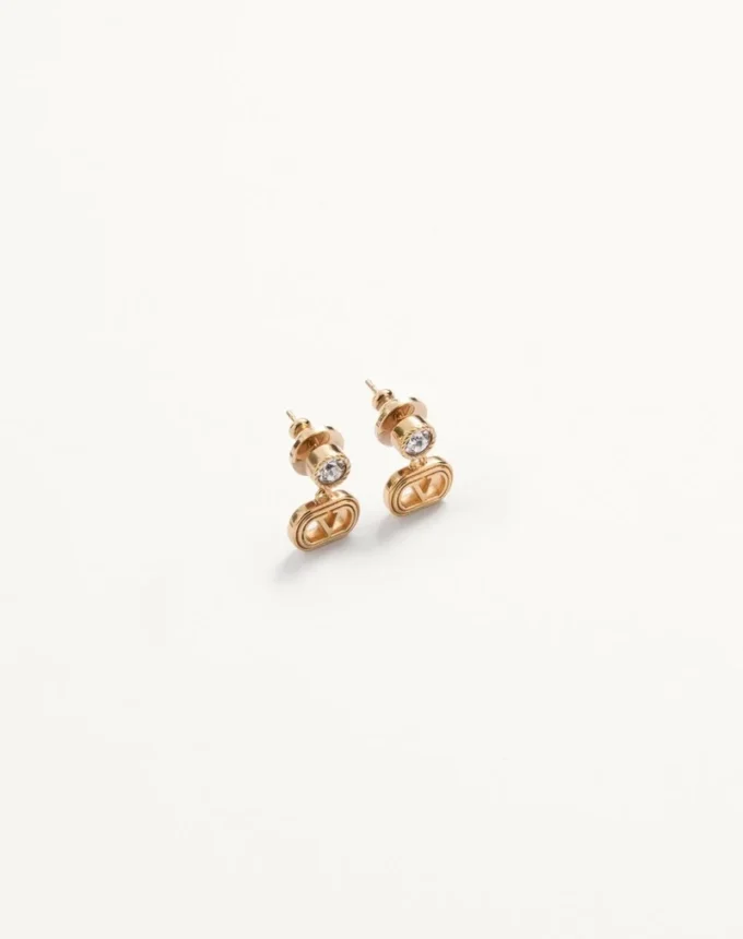 Cercei ovali din metal cu cristale Swarovski®