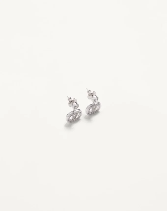 Cercei ovali din metal cu cristale Swarovski®