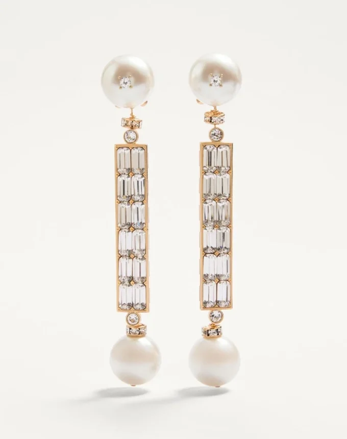 Cercei San Fin din metal cu cristale Swarovski® și perle Cercei San Fin din metal cu cristale Swarovski® și perle