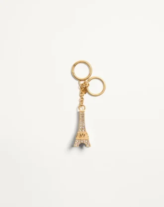 Chez Valentino Bag Charm cu inel pentru chei din metal, email și cristale