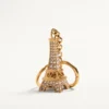 Chez Valentino Bag Charm cu inel pentru chei din metal, email și cristale Chez Valentino Bag Charm cu inel pentru chei din metal, email și cristale