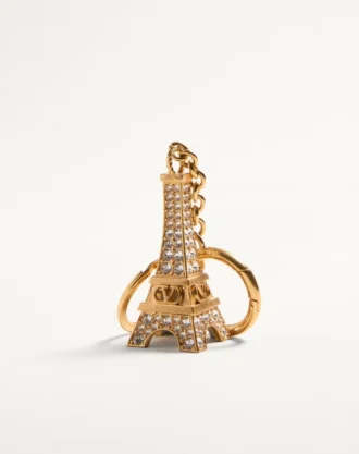 Chez Valentino Bag Charm cu inel pentru chei din metal, email și cristale