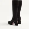 Cizme cu platformă Fawcette din piele crustată 90 mm Cizme cu platformă Fawcette din piele crustată 90 mm