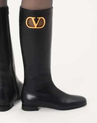 Cizme din piele de capră cu logo Vlogo 20 mm