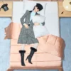 Cizme Hotty din țesătură shantung cu pene 100 mm Cizme Hotty din țesătură shantung cu pene 100 mm