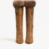 Cizme Hotty din piele de vițel cu efect de ponei, broderie florală și blană 100 mm Cizme Hotty din piele de vițel cu efect de ponei, broderie florală și blană 100 mm