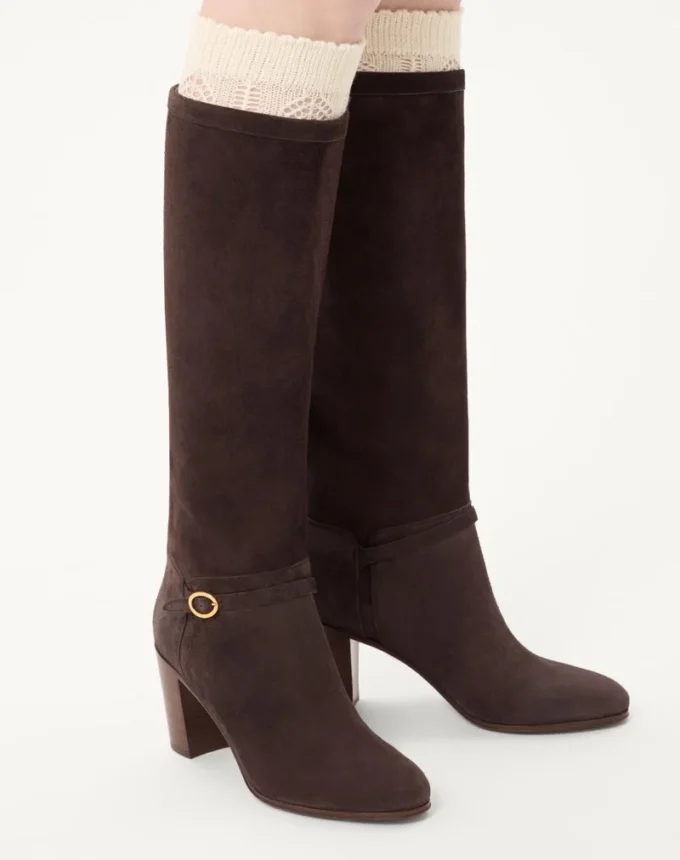 Cizme Pattie din piele cruste 75 mm Cizme Pattie din piele cruste 75 mm