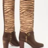 Cizme Pattie din piele de vițel cu efect de pui de cal 75 mm Cizme Pattie din piele de vițel cu efect de pui de cal 75 mm